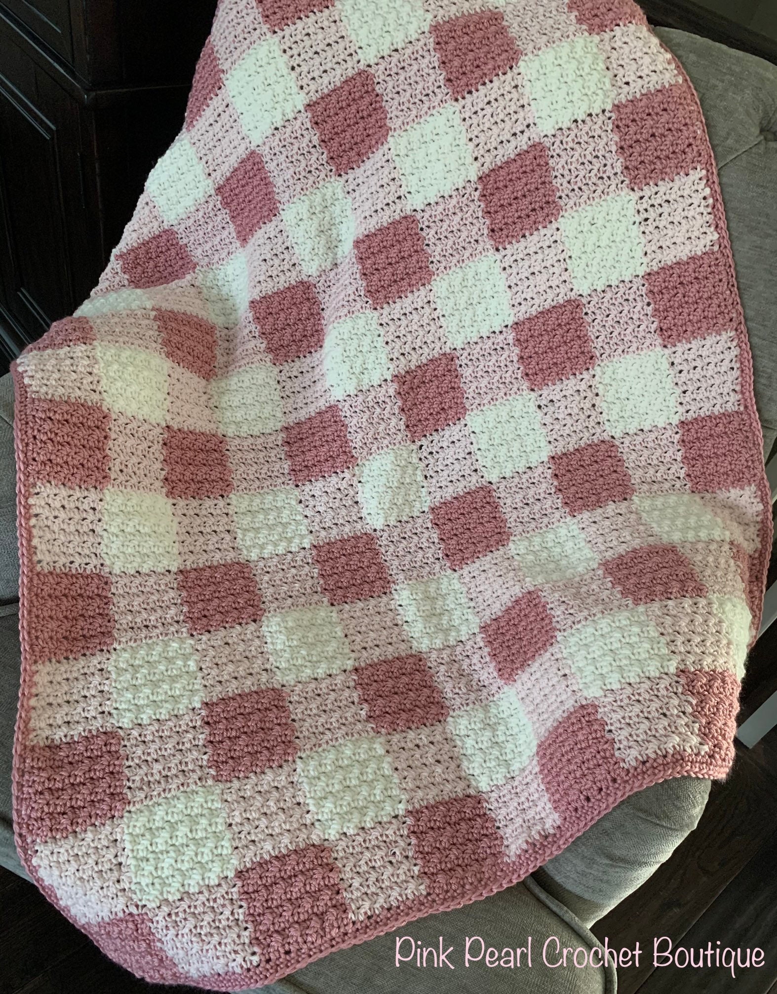Pink gingham baby blanket best sale