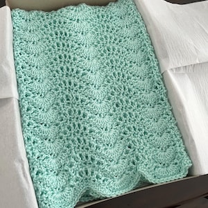 Green Baby Blanket | Mint Baby Afghan | Crochet Ripple Baby Blanket | Crochet Spring Afghan | Boy Girl Baby Blanket