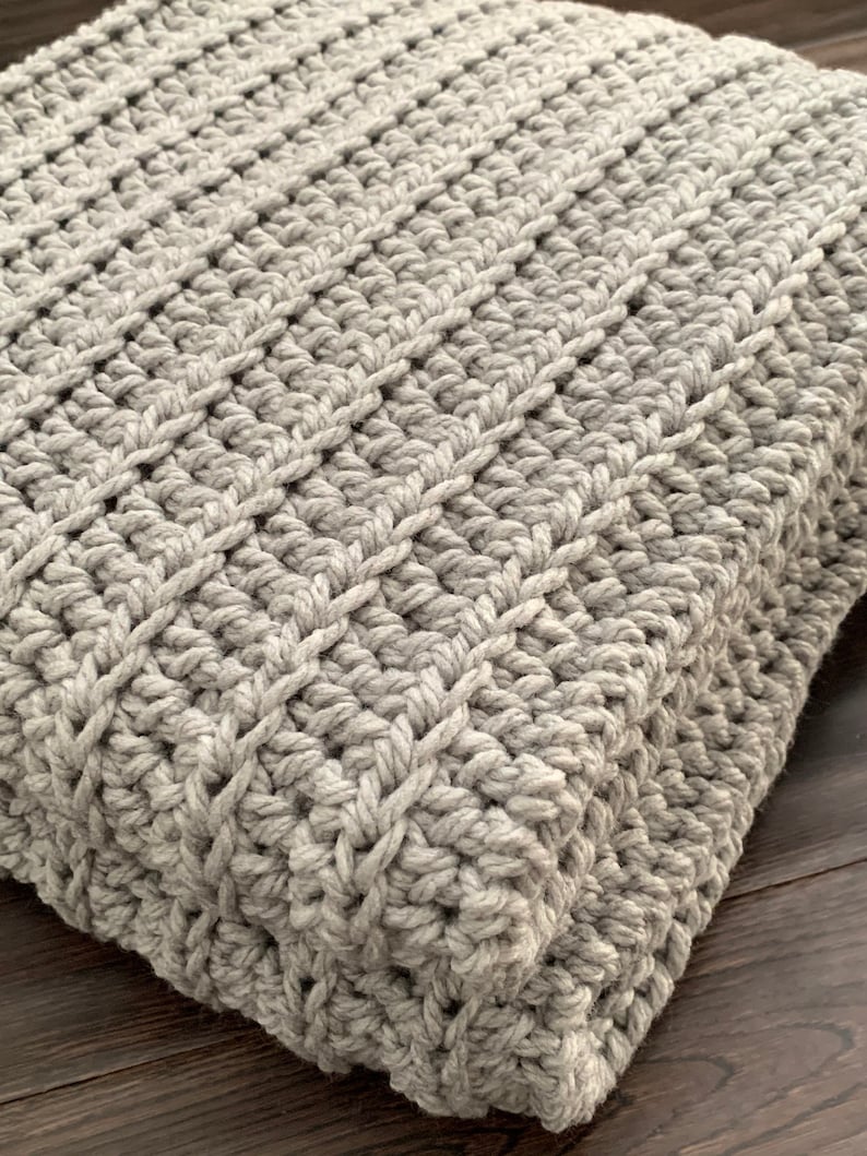 Beige Chunky Knit Throw Crochet Beige Afghan Neutral Etsy