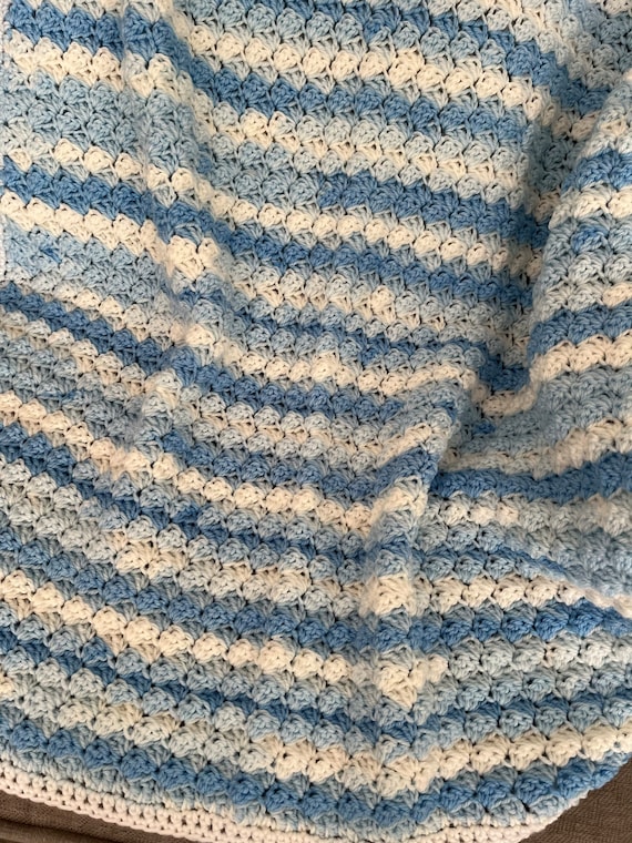 Crochet Baby Blanket Baby Boy Blanket Blue Baby Blanket Baby Boy Afghan Baby Gift Crochet Blanket Striped Baby Blanket Etsy Canada