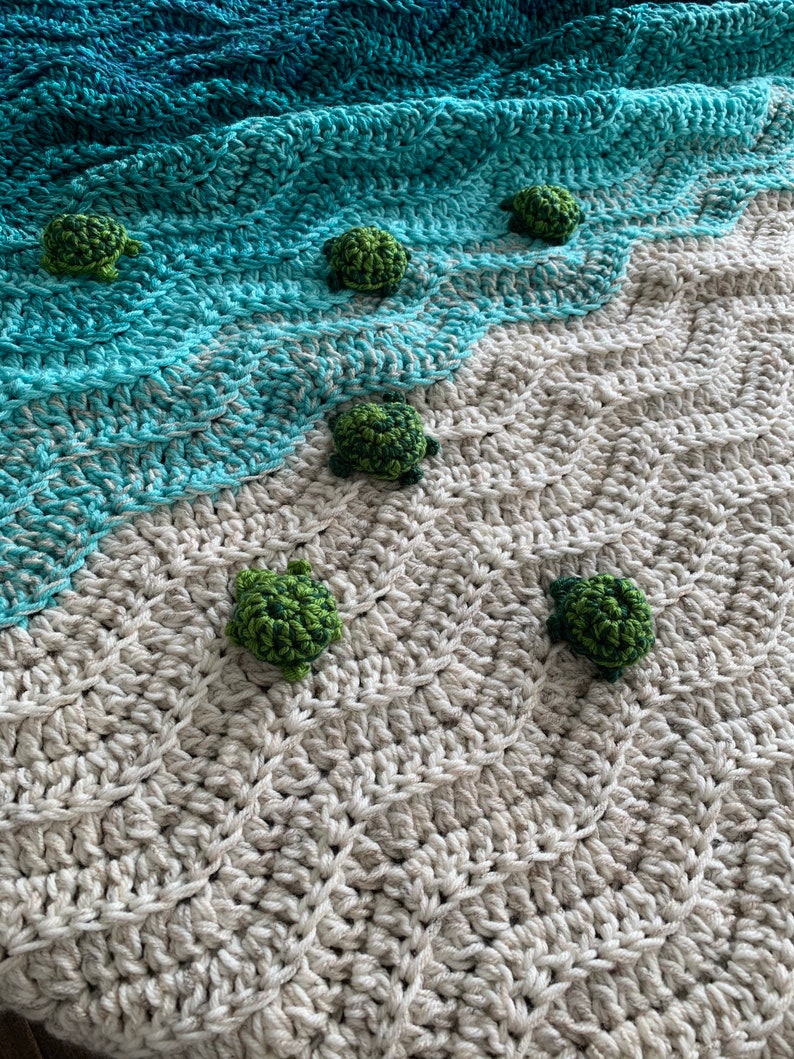 Sea Turtle Blanket Turtle Handmade Blanket Gift Crochet Turtle Gift Ocean Blanket Sea Turtle Throw Crochet Beach Blanket image 9