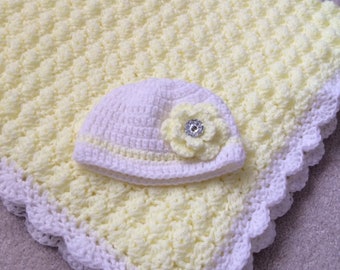 Yellow baby blanket, gender neutral baby blanket, spring baby blanket, crochet unisex baby afghan, crochet yellow blanket