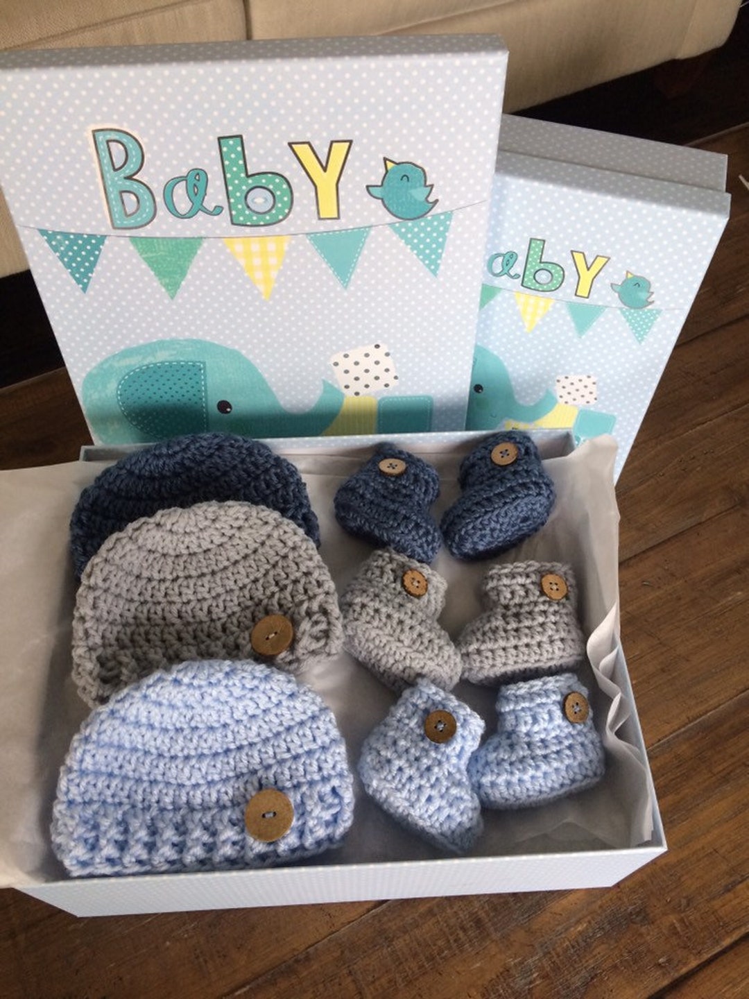 Gift Set for Baby Boy Handmade Gift for Baby Crochet Boy Hat and Booties Christmas Gift for Baby Boy Handmade Baby Boy Gift Etsy
