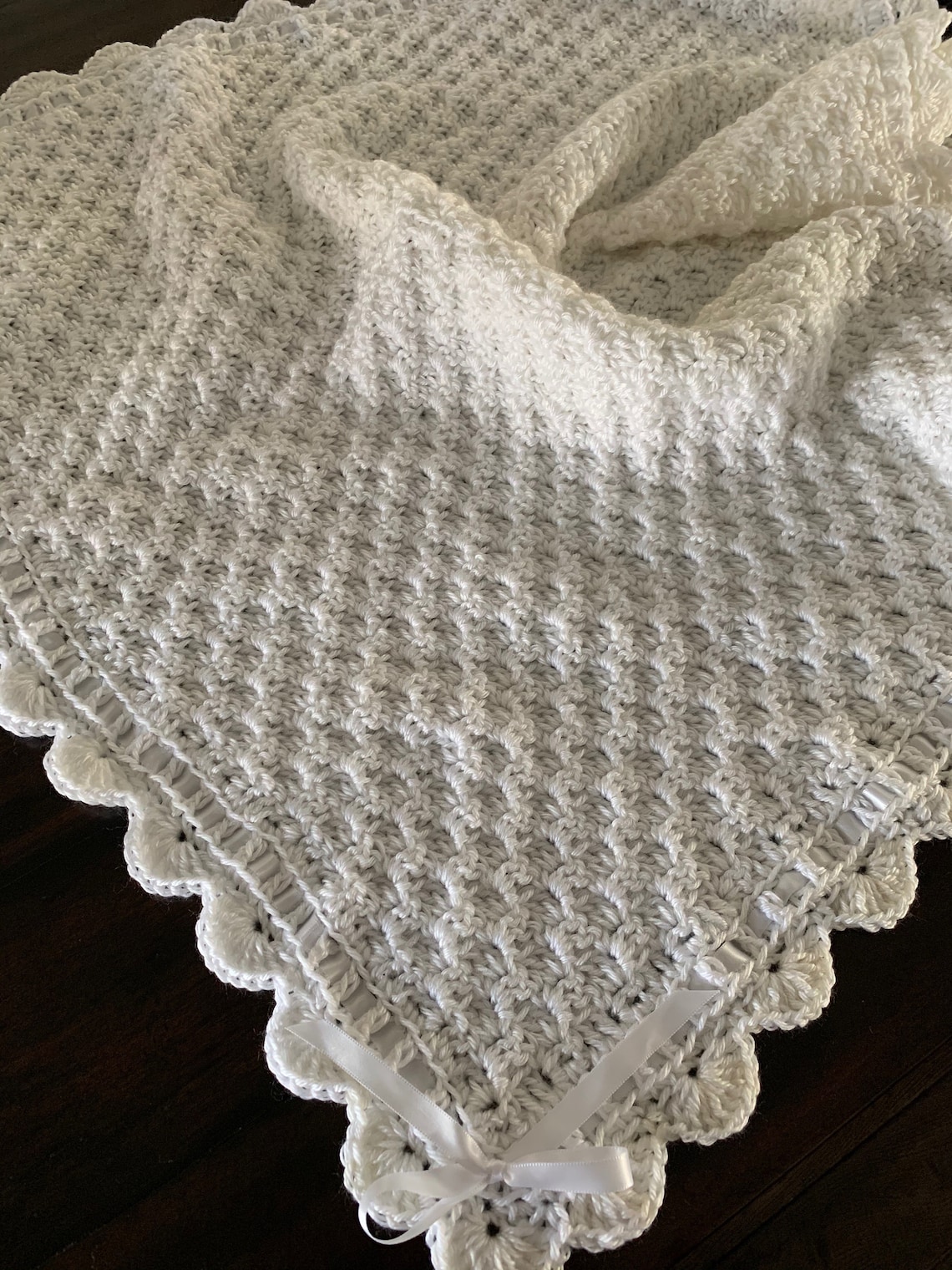 Crochet White Baby Blanket Crochet White Afghan White Baby Etsy