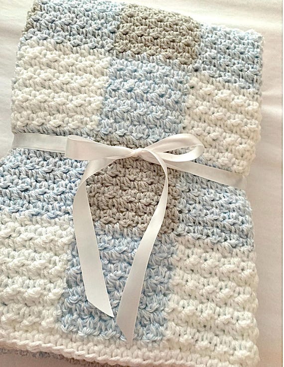 Crochet Gingham Blanket | Crochet Plaid Blanket | Plaid Baby