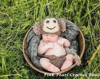 Baby Costume Baby Monkey Costume Baby girl Costume Baby Boy Costume Photo Prop Little Monkey Handmade Crochet Newborn Baby Photo Prop