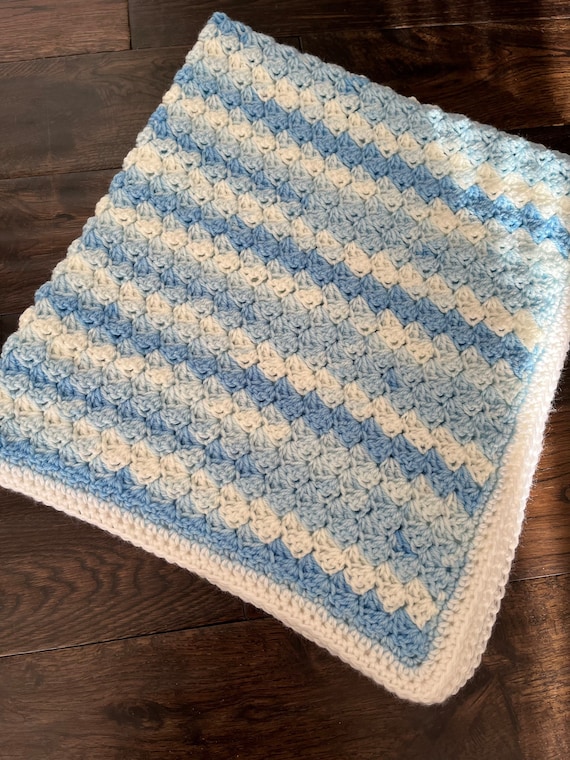 Crochet Baby Blanket Baby Boy Blanket Blue Baby Blanket Baby Boy Afghan Baby Gift Crochet Blanket Striped Baby Blanket Etsy Canada