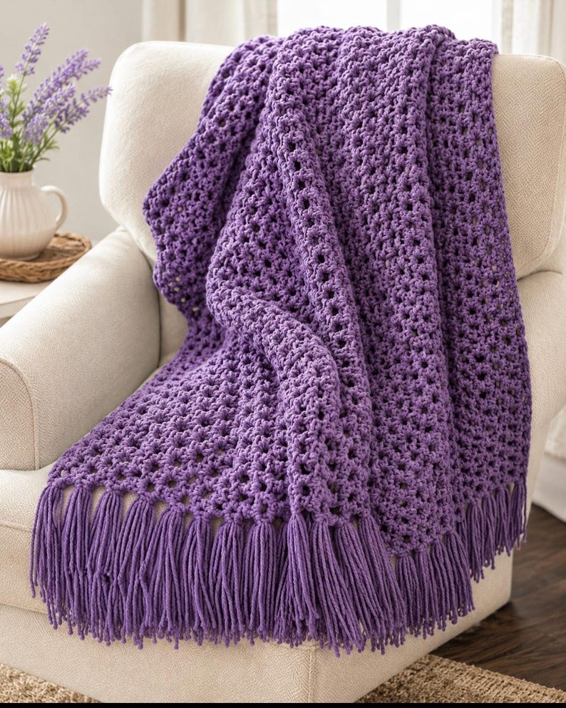 PinkPearlCrochetCA Crochet Throw Blanket
