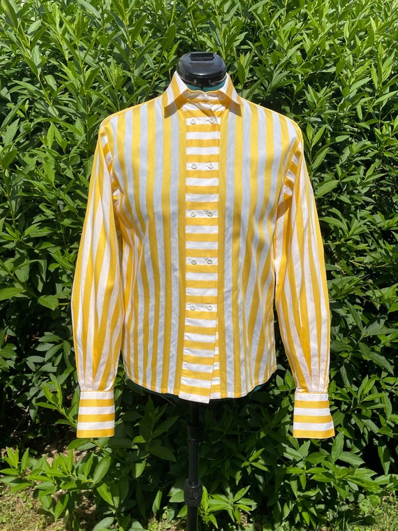 Vintage 1980s Jaeger London Striped Cotton Shirt - image 4