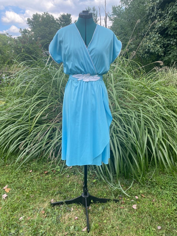 Vintage 1980s Belted Faux Wrap Dress Large