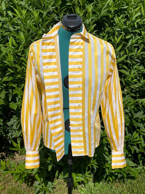 Vintage 1980s Jaeger London Striped Cotton Shirt - image 7