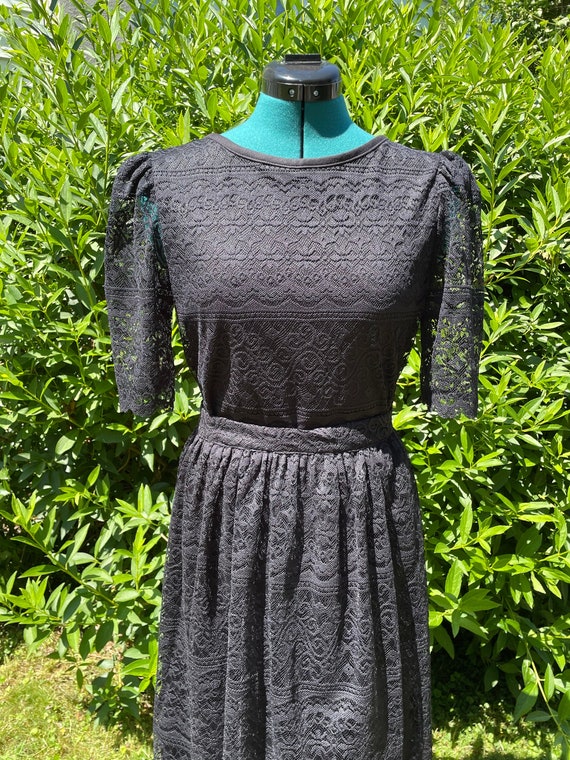Vintage 1980s Wednesday Addams Goth Lace Two-Piec… - image 1