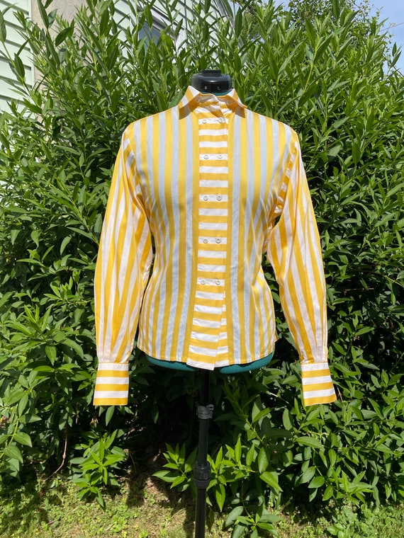 Vintage 1980s Jaeger London Striped Cotton Shirt - image 2
