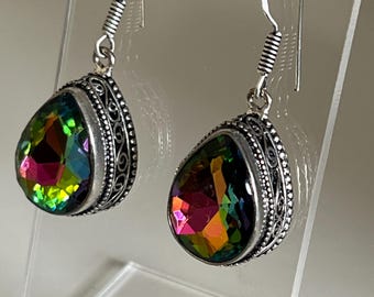 Silver Plated Mystic Topaz Earrings