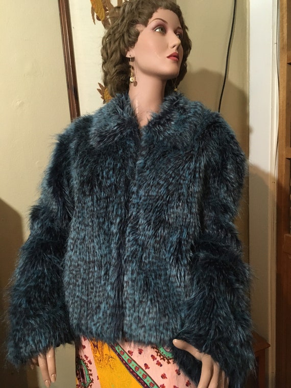 Blue Faux Fur Coat