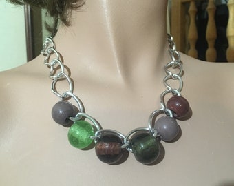 Aluminum Chain With Glass Ball Beads