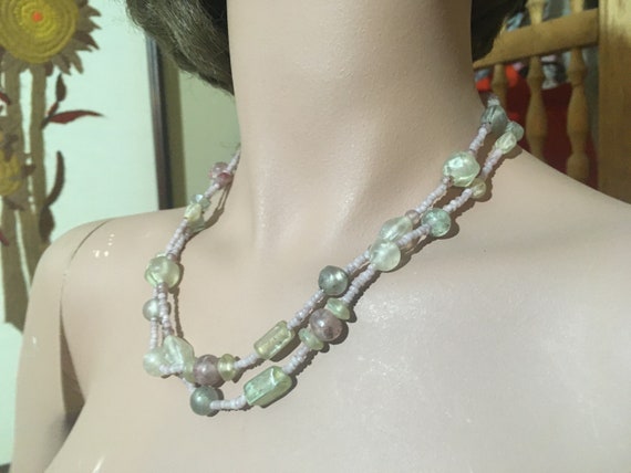 Frosted Glass Bead Necklace Made In India - image 7