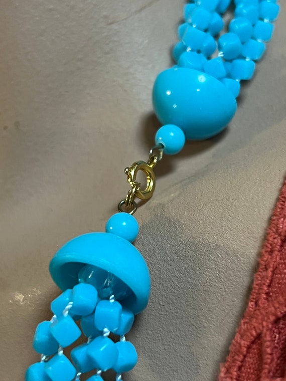 Retro Sky Blue Plastic Resin Necklace - image 2