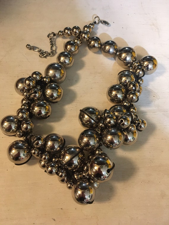 Large Silver Resin Ball Bead Necklace - image 2