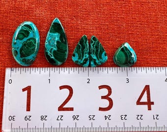 Malachite Azurite Cabachon Set Of 4 (Lot F)