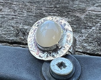 Light Peach Sterling Silver Ring Size 9