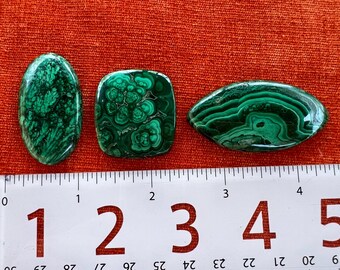 Large 3 Malachite Cabachon (Lot D)