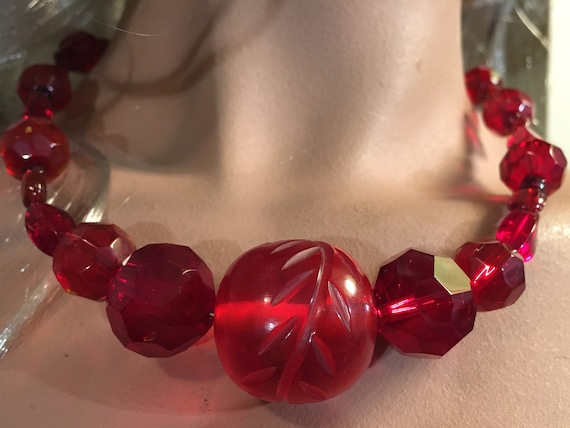 Retro Faceted Glass Bead Necklace - image 1