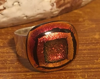 Art Glass And Sterling Silver Ring