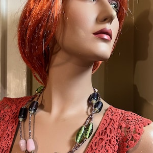 Vintage India Glass And Brass Bead Necklace