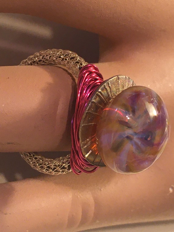 Modern Mixed Material Art Ring - image 6