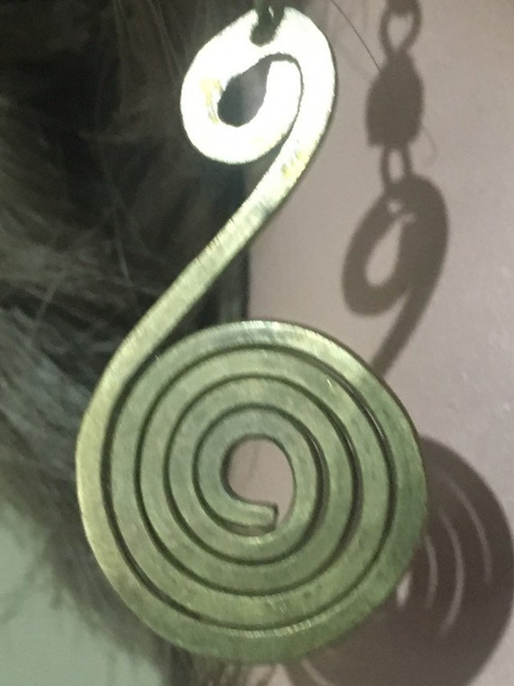 African Brass Swirl Earrings - image 6