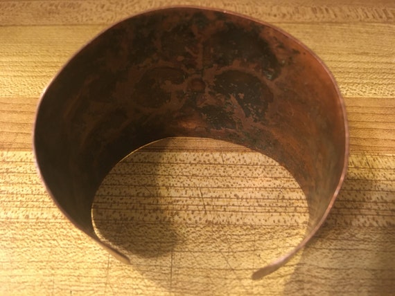 Retro Copper Pansy Cuff Bracelet - image 9