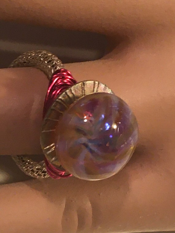 Modern Mixed Material Art Ring - image 10