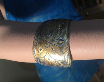 Brass Flower Cuff Bracelet