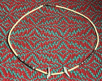 Collar retro de conchas y pájaros navajos de los años 70
