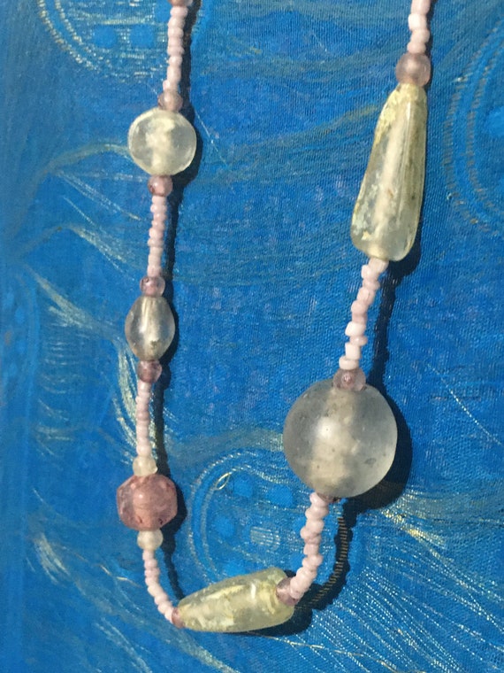 Frosted Glass Bead Necklace Made In India - image 3