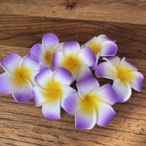 Hawaiian flowers Purple Fake Plumeria lot of 10 6cm Artificial Foam Frangipani Flower Heads beach wedding Hawaiian Party Decorations