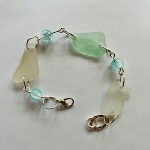Beach glass bracelet authentic sea glass link bracelet beach glass jewelry