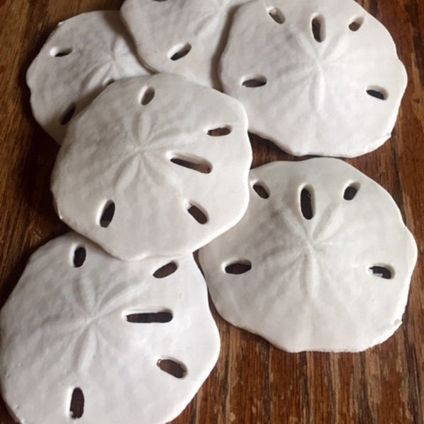 White sand dollars 3" Resin fake sand dollars cruelty free sea life decoration coastal beach wedding decor pack of 3