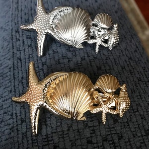 Shell wedding hair clip beach bride sea life gold or silver color barrette updo hairstyle bridal accessories starfish clips