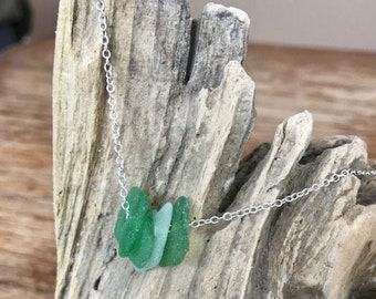 Beach Glass Beaded Necklace - Sea Glass Necklace - Surf Tumbled Beach Glass Jewelry - Beach Lover Gifts