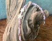 Starfish Pink glass beaded bracelet tropical sea life coastal theme jewelry Il_170x135