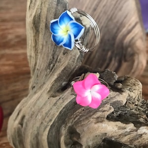 Hawaiiaanse bloemenring draadgewikkelde plumeria ring luau strand eiland meisje sieraden