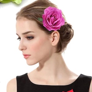 Faux Rose Hair Clip: Flocked Cloth Flower Brooch - Wedding Hair Accessory