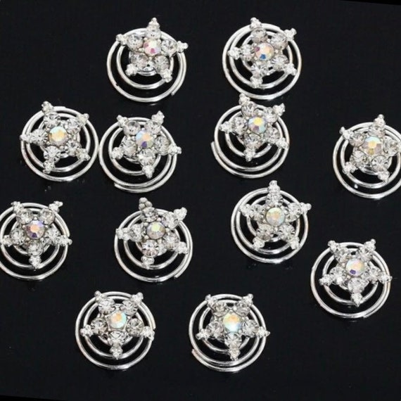 Silver Starfish Spiral Hair Clip Rhinestone Twist Hair