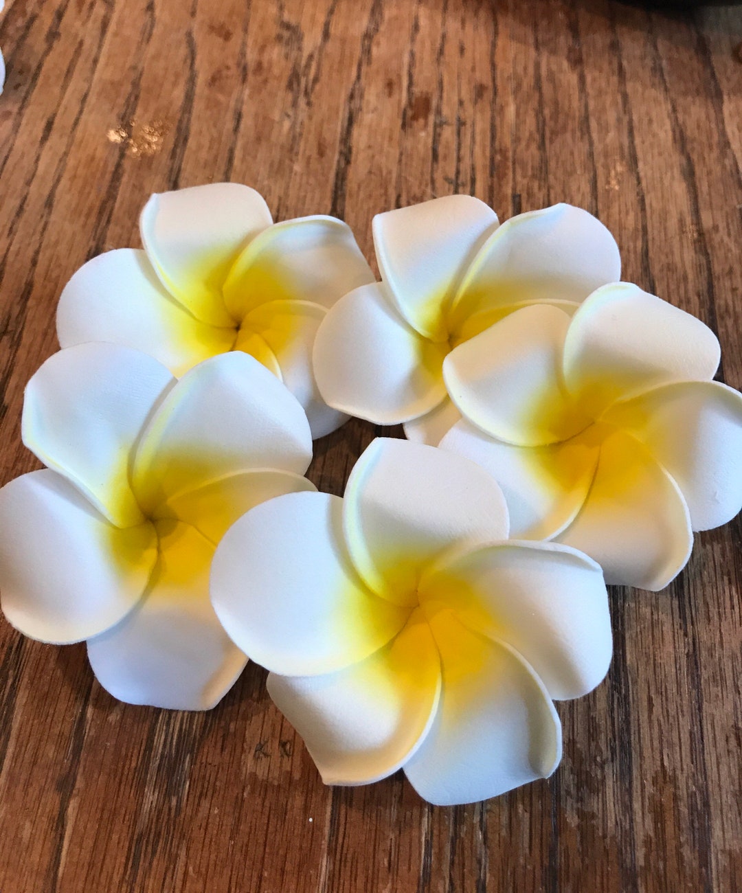 4er-Set Frangipani-Haarclips Aus Schaumstoff – Weiß & Rosa, Je 7 Cm, Für Strand, Party & Urlaub