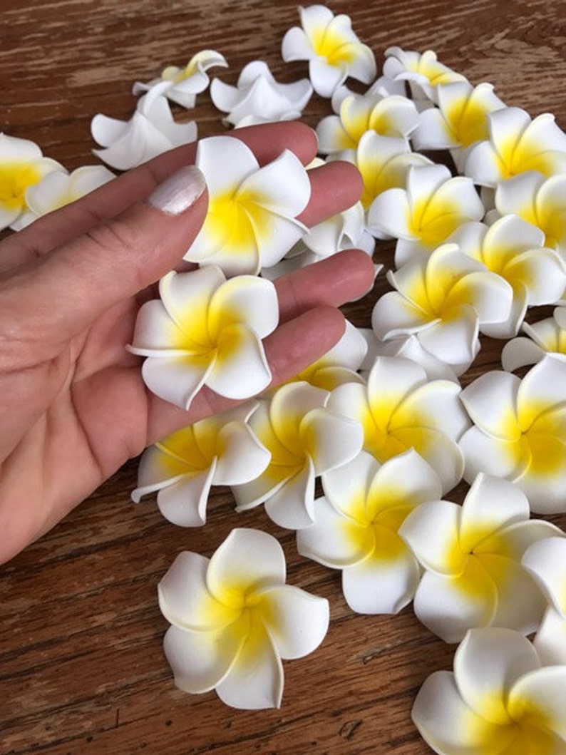 Luau Hawaiian Flowers Fake Plumeria Lot Of 25 Foam Small Etsy