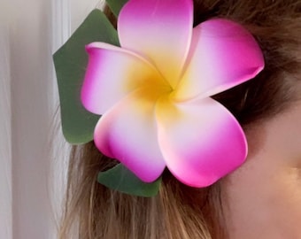Plumeria Flower Hair Clip: Hawaiian Luau Foam Frangipani (3.5")