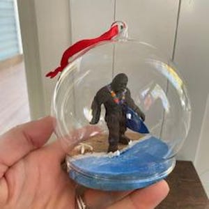 Bigfoot hanging ornament Surfer/Fisherman Sasquatch Yeti