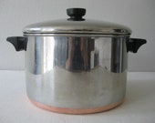Classic REVERE WARE Stainless Steel Copper Clad 6 qt. Stock Pot w Lid c. 1970s